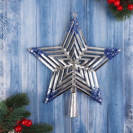 Tips "Star strip volume" 23x20.5 cm, silver-blue