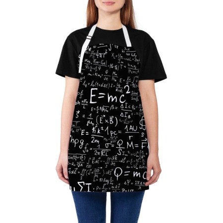 Apron of a kitchen with a photo print "Scientific formulas", adjustable, size OS