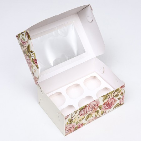 Packaging for 6 cupcakes with a window, "For You", 25 x 17 x 10 cm-4