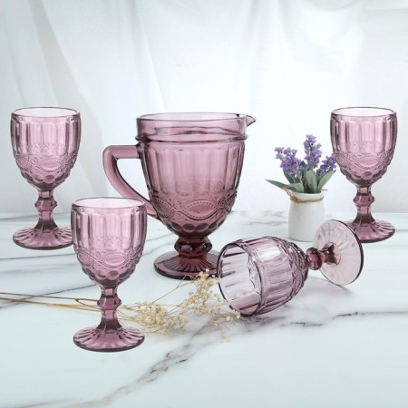 Arya Home Victory drinks, 4 glasses and jugs, pink color-2