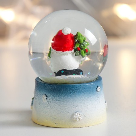 Souvenir Polystone Water Ball "Snowman with a Christmas tree and deer" 4.5x4.5x6.5 cm-3