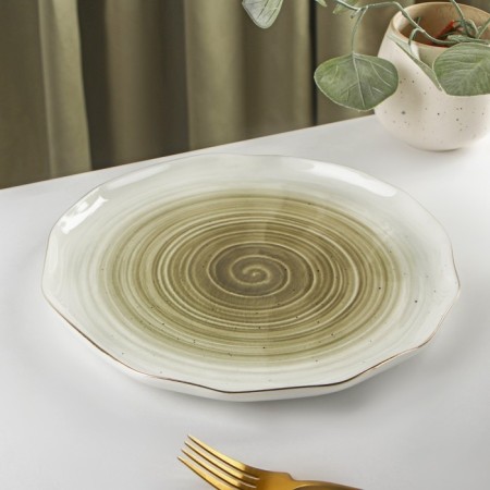 Porcelain dinner lunch share "Milky Way", D = 25 cm, color gray color-1