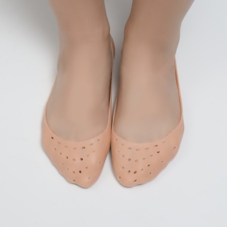 Socks for pedicure, silicone, with perforation, 18 × 8 cm, beige color-2
