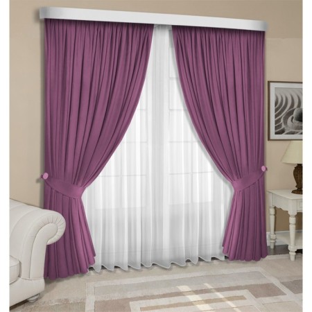 Set of curtains "Canvas", size 200x270 cm, 2 pcs, raspberry color