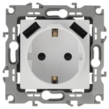 2p+E 16A-250V socket, curtains. with 2xusb 5V-3a, era Elegance, white