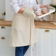 Apron Ethel ECO, Milk color, 60x64 +/- 6 cm, 70% HL, 30% linen, 190 g/m2