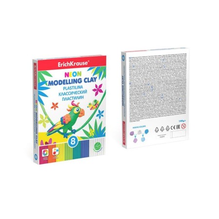 Plasticine 8 colors, 144 g, Erichkrause Neon, neon + 2 white, with a stack, improved formula, in cardboard packaging-4