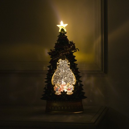 LED figure “Christmas tree with children and snowman” 19 × 35 × 11 cm, plastic, AAX3 batteries (not complete), USB, glow warm white-4