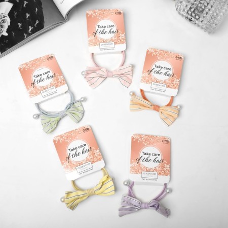 Hair elastic band "MIA" Bantik stripes, 5 cm, mix-1