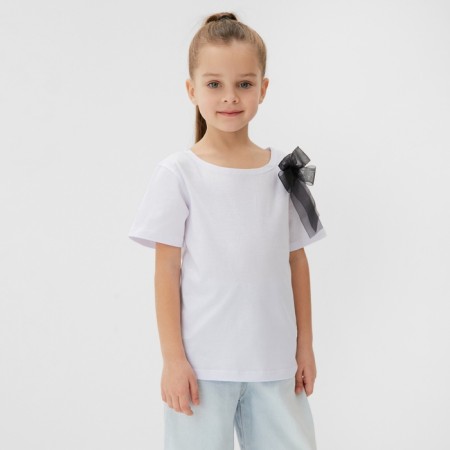 T-shirt Children's KAFTAN "Bow", p. 32 (110-116 cm), white/black-4