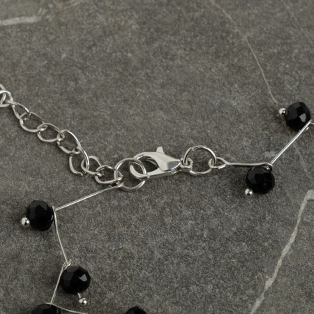 Beads "Zigzag" d = 0.6, black color in silver, 45 cm-3