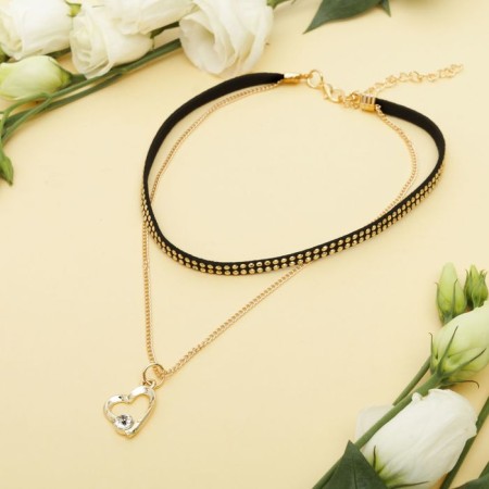 Choker "duet" heart, black-gold color, l = 30 cm