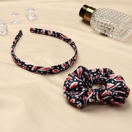 Hair set "Emilia" (elastic band, rim 1.5 cm) leaflets