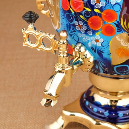 Set "Bird on the blue", sturdy, 3 objects, a samovar 3 l, a teapot 0.7 l, tray-9