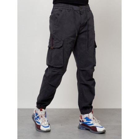 Cargo jeans male, size 50-52, dark gray color-2