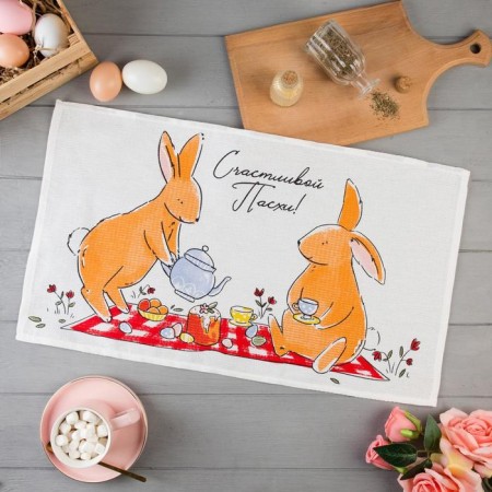 The towel of the “Easter bunnies” is 35x60 cm, 100% HL, waffle
