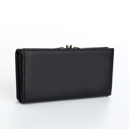 Women's wallet on magnets, black color-1