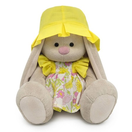 Soft toy "Bunny Mi", in a summer kit with panama, 18 cm