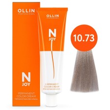 Cream-color hair Permanent Ollin Professional N-Joy, tone 10/73, light blond brown-golden, 100 ml