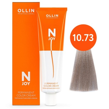 Cream-color hair Permanent Ollin Professional N-Joy, tone 10/73, light blond brown-golden, 100 ml