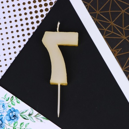 Candle for the cake, number "7", gold, 4 x 10 cm.
