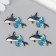 Decor for creativity metal, enamel "Dolphin in the waves" set of 4 pcs 2.2x3.5 cm