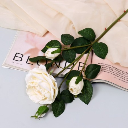 Artificial flowers "Rosa Izsk" 10x64 cm, white