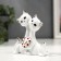 Souvenir Ceramics "Kittens with a heart with rhinestones" White with gold 10.2 cm