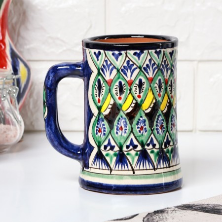 Rishtan ceramics mug "Flowers", 500 ml, blue mix-6
