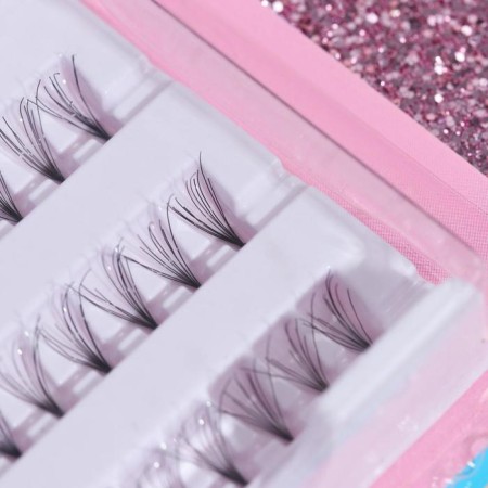 Eyelashes for extension, bundles, 10 mm, 60 bundles, black color-1