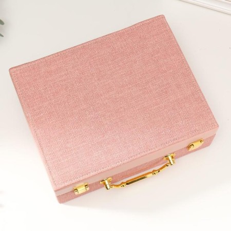 Casket to the leatherette for jewelry "Pink" combined suitcase 8x18x23 cm-3