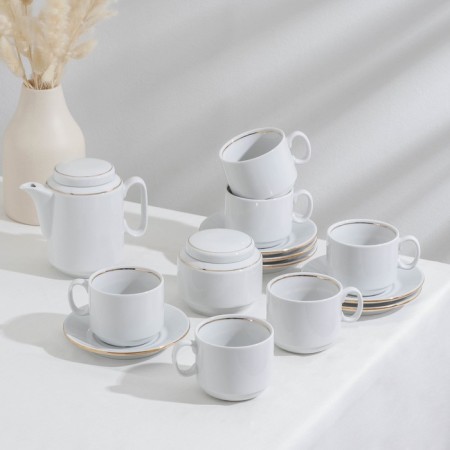 Tea Comfort Service, 14 items: kettle 500 ml, 6 cups 220 ml, 6 saucer d = 14 sm, sugarpiece 285 ml