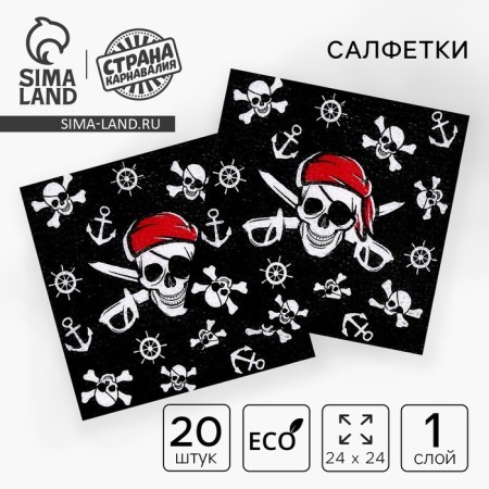 Paper napkins "Pirate", single -layer, 24x24 cm, set 20 pcs.