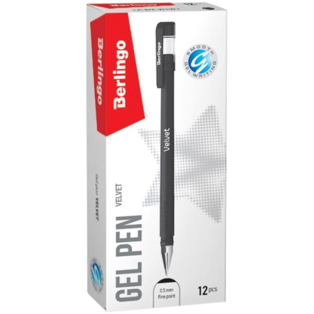 Gel pen 0.5 mm Berlingo Velvet, black rod, rubberized case 243042-4