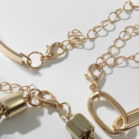 Bracelets set 3 pcs. "Chains" quartet, color gold-1