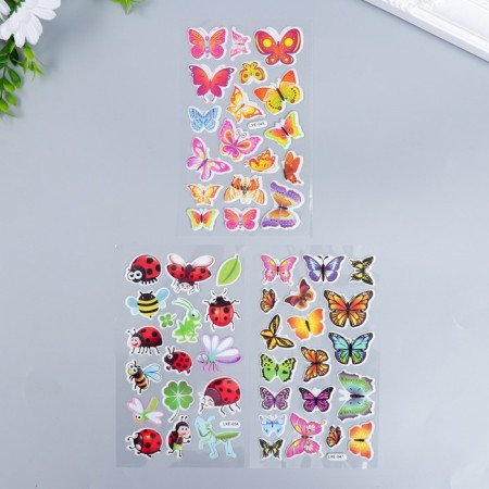 Stick plastic volumetric "butterflies and insects" mix 10x20 cm
