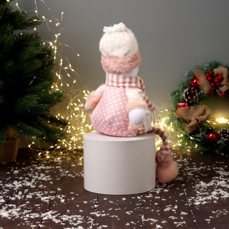 Soft toy "Snowman with striped long legs" 43x18 cm, white-pink-4
