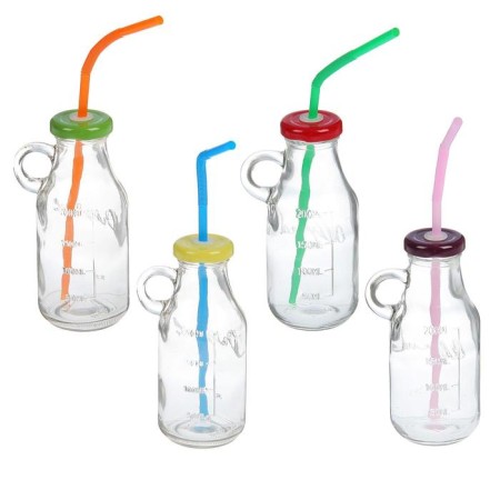 Glass bottle with a lid and a tube, 200 ml, 7.5 × 6 × 14.5 cm, color mix-10