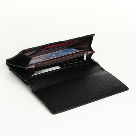 Women's wallet on magnets, black color-4