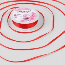 Satin tape, 3 mm × 45 ± 1 m, color red No. 26