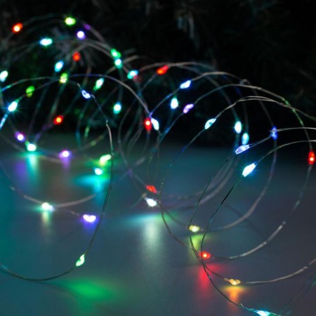 Garland "thread" 10 m dew, IP20, silver thread, 100 LED, glow of multi (RGB), overflows, 12 V-4