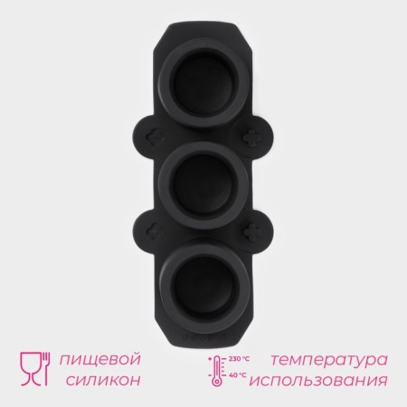 Form for the ice “cylinder”, silicone, 21 × 4.5 × 9 cm, 3 cells (5.5 × 4.5cm), black color is black-1