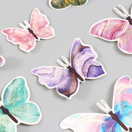 Butterflies cardboard "marble with gold" set 12 pcs h = 4-10 cm-5
