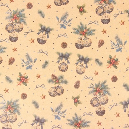Packaging paper "Christmas toys", brown craft, 80 g/m2, 50 x 70 cm-2
