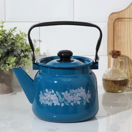 Kettle, 2.3 l, enameled cover, induction, blue color