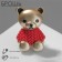 Brooch "Bear" in a sweater, red color in matte gold