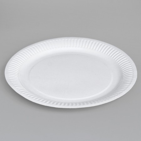 Disposable plate "white" laminated, cardboard, 23 cm