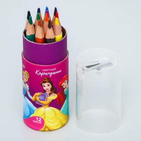 Colored pencils in a tube, 12 colors, trihedral, princesses-4