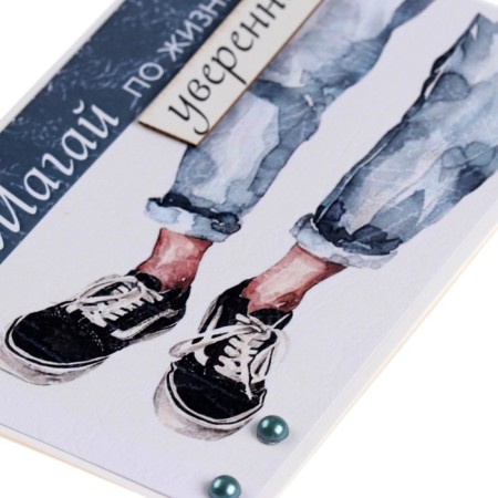 Postcard "Walk in life confident!" Handmade, sneakers, 11.5x17 cm-2