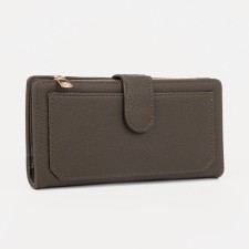 Women's wallet on the button, khaki color